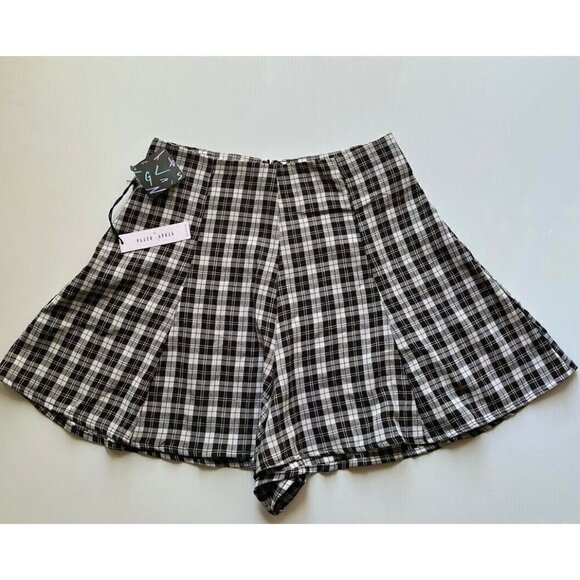 After Party Vintage Womens Black Plaids Flutter High Waisted Shorts Size S - Picture 2 of 12